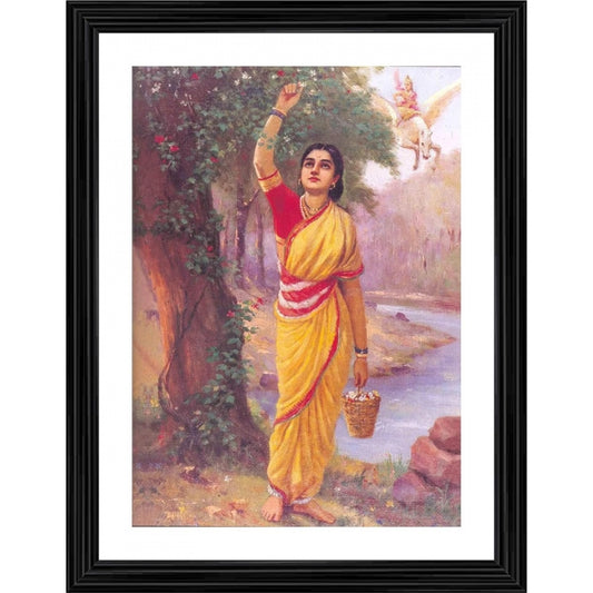 Amfyn Ahalya in Upvan 1900 Painting With Wood Photo Frame (Multicolor)