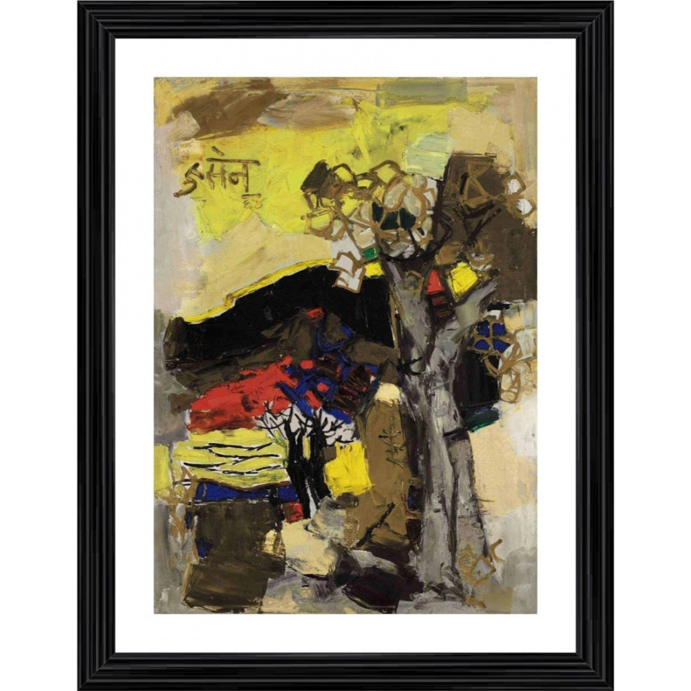 Amfyn Black Hill 1964 Painting With Wood Photo Frame (Multicolor)