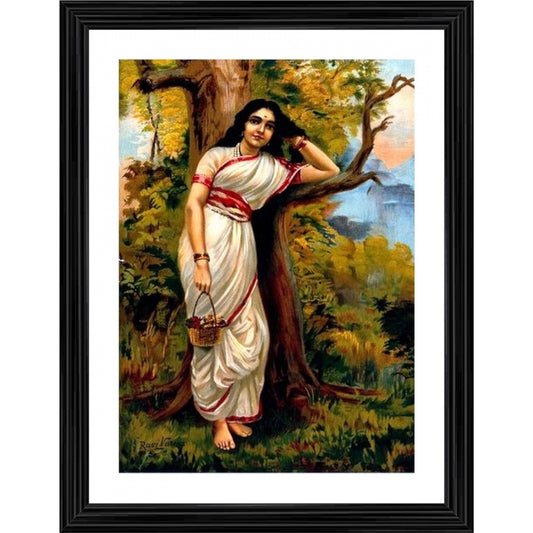 Amfyn Ahalya Ahilya 1900 Painting With Wood Photo Frame (Multicolor)