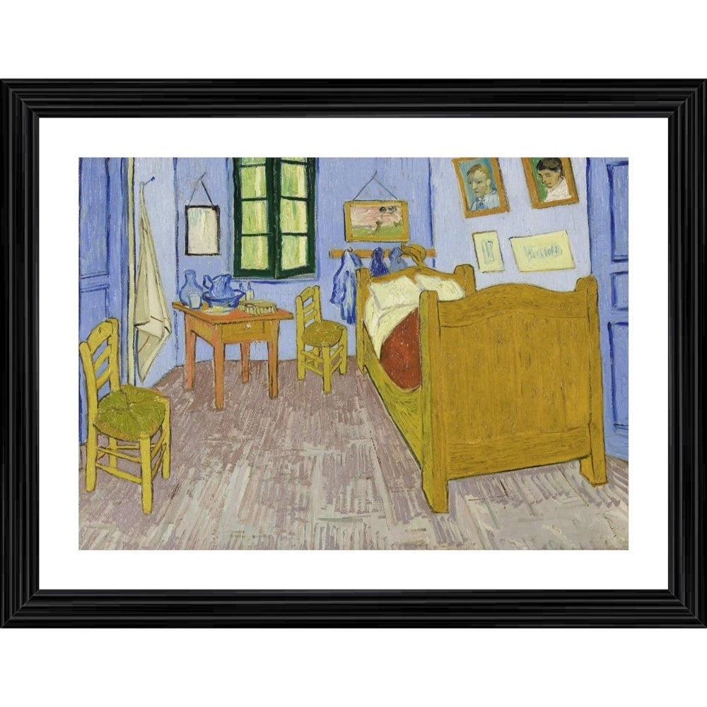 Amfyn Bedroom in Arles 1888 Painting With Wood Photo Frame (Multicolor)