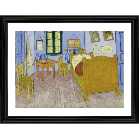 Amfyn Bedroom in Arles 1888 Painting With Wood Photo Frame (Multicolor)