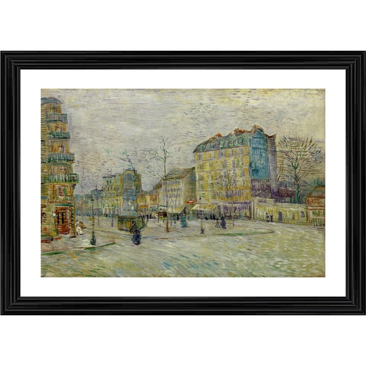 Amfyn Boulevard de Clichy 1887 Painting With Wood Photo Frame (Multicolor)