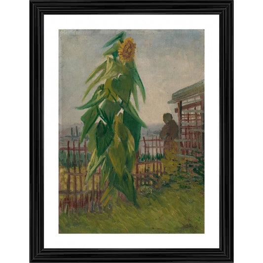 Amfyn Allotment with Sunflower 1887 Painting With Wood Photo Frame (Multicolor)