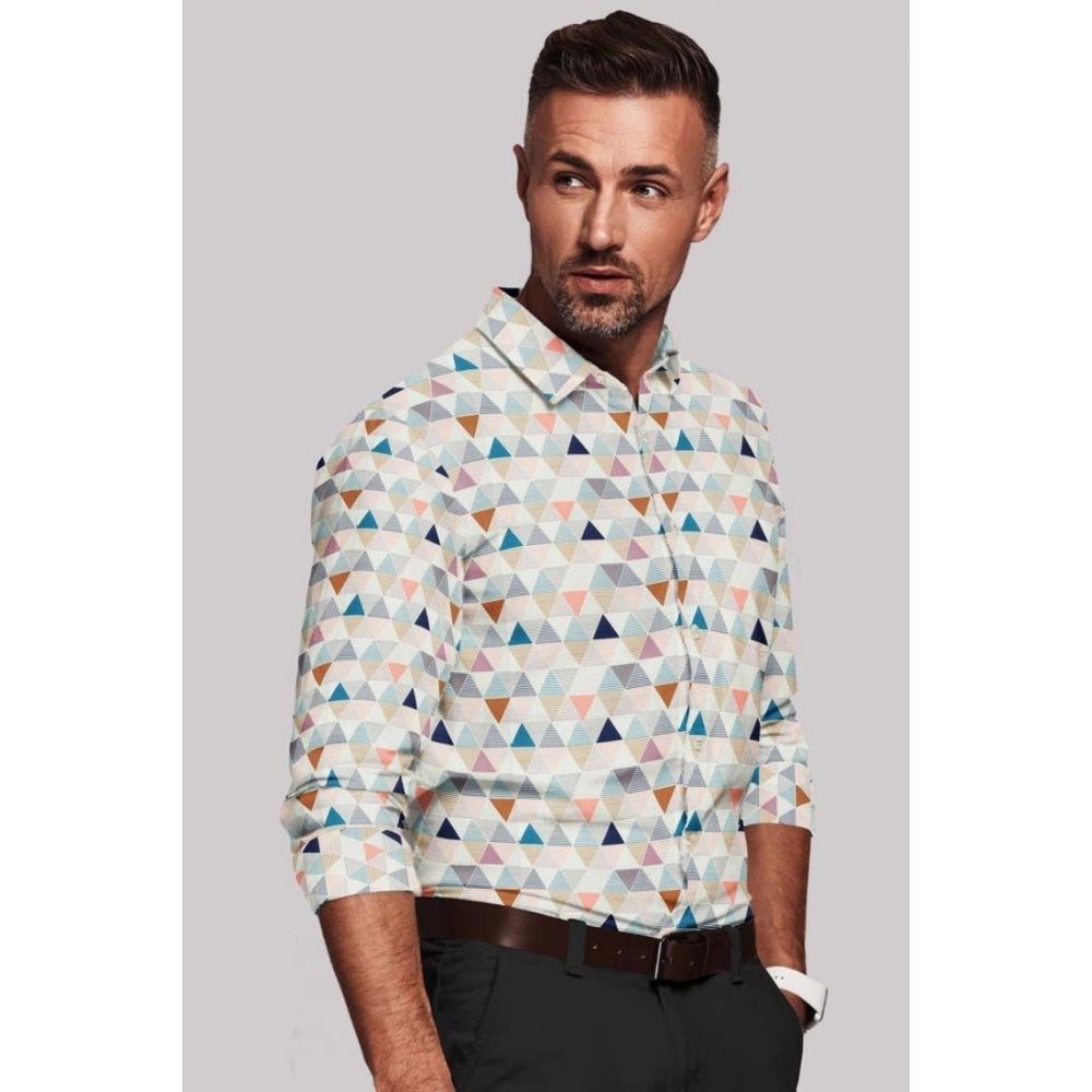 Amfyn Men's Cotton Blended Printed Full Sleeve Shirt (Multicolor)