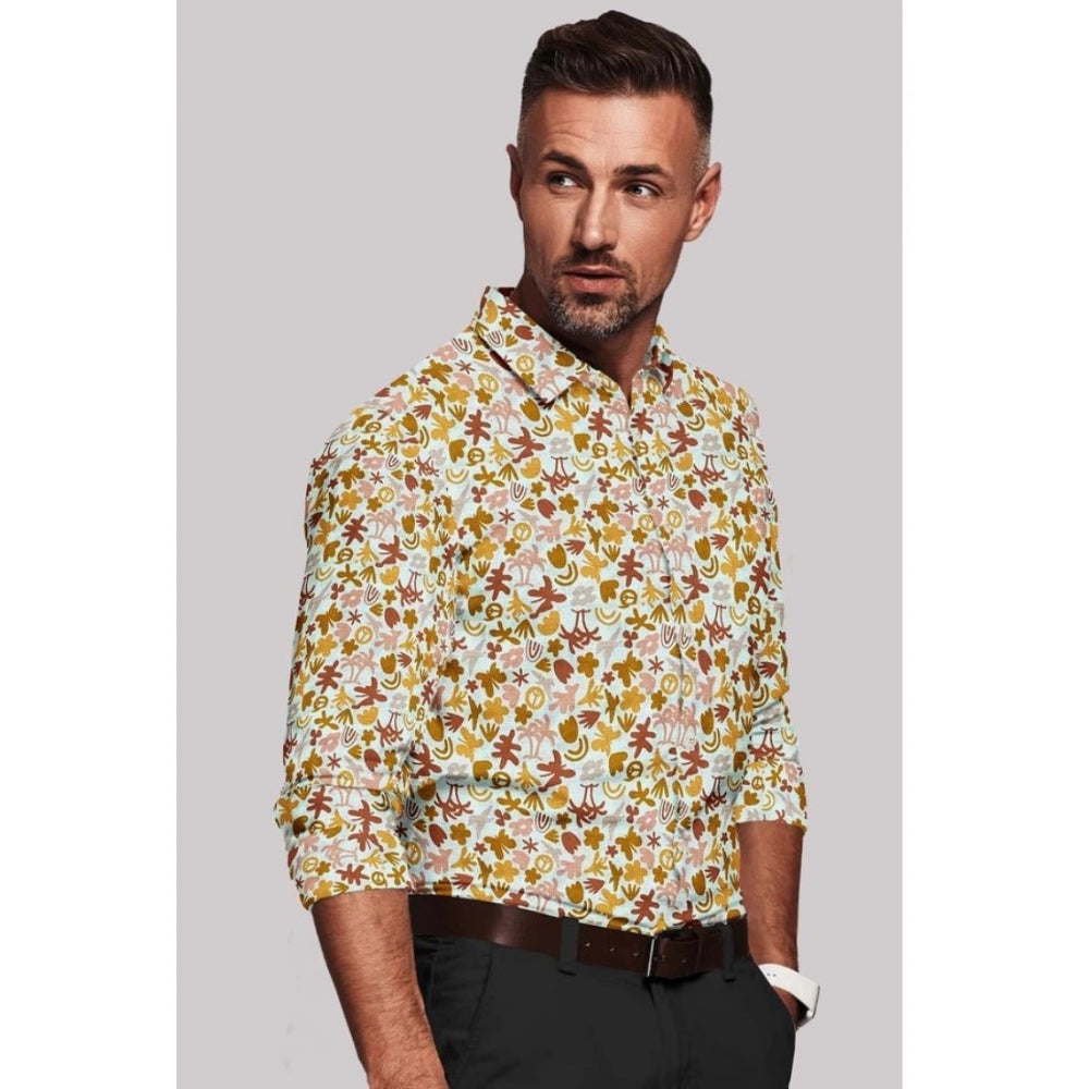 Amfyn Men's Cotton Blended Printed Full Sleeve Shirt (Multicolor)