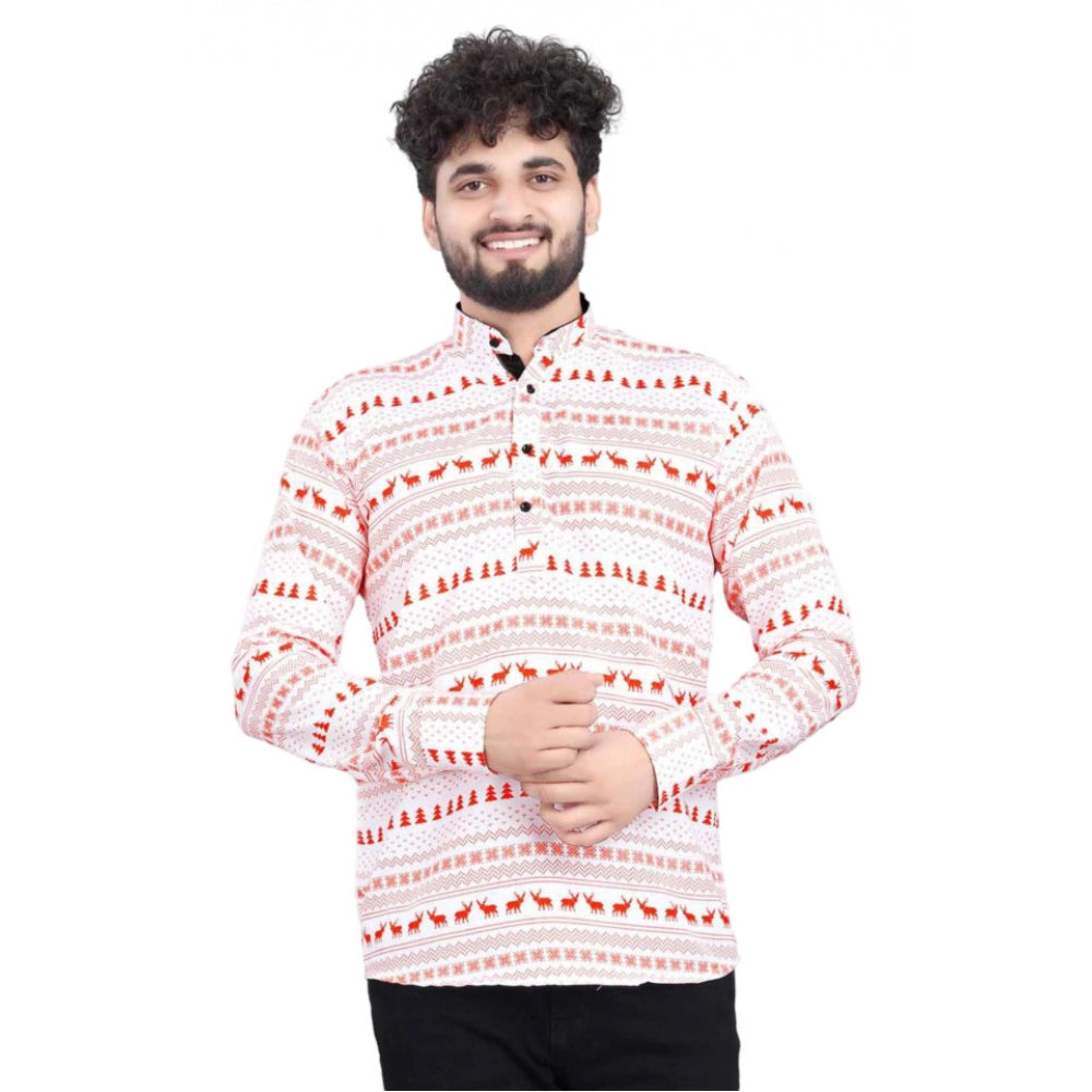 Amfyn Men's Cotton Blended Printed Full Sleeve Shortkurta (Multicolor)