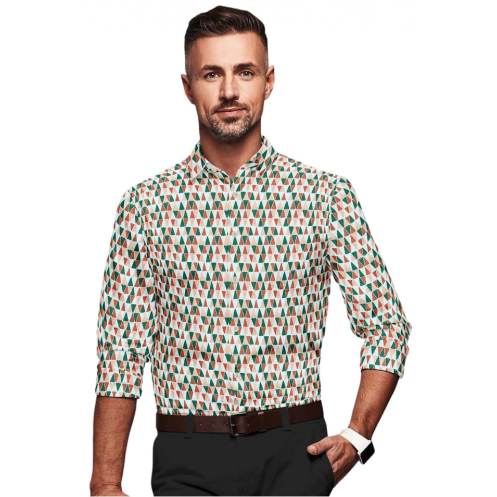 Amfyn Men's Cotton Blended Printed Full Sleeve Shirt (Multicolor)