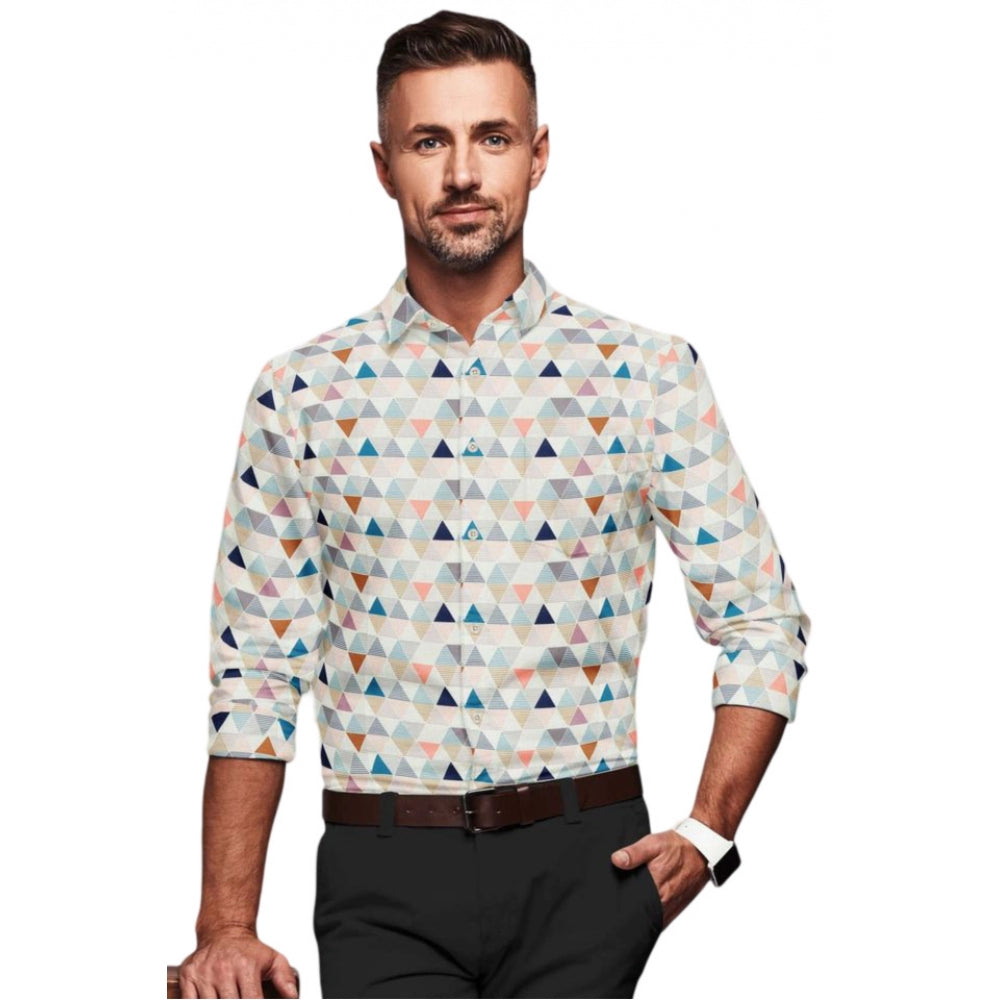 Amfyn Men's Cotton Blended Printed Full Sleeve Shirt (Multicolor)