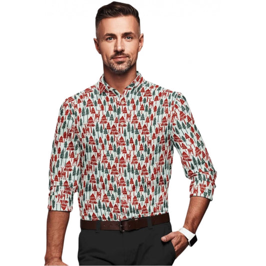 Amfyn Men's Cotton Blended Printed Full Sleeve Shirt (Multicolor)