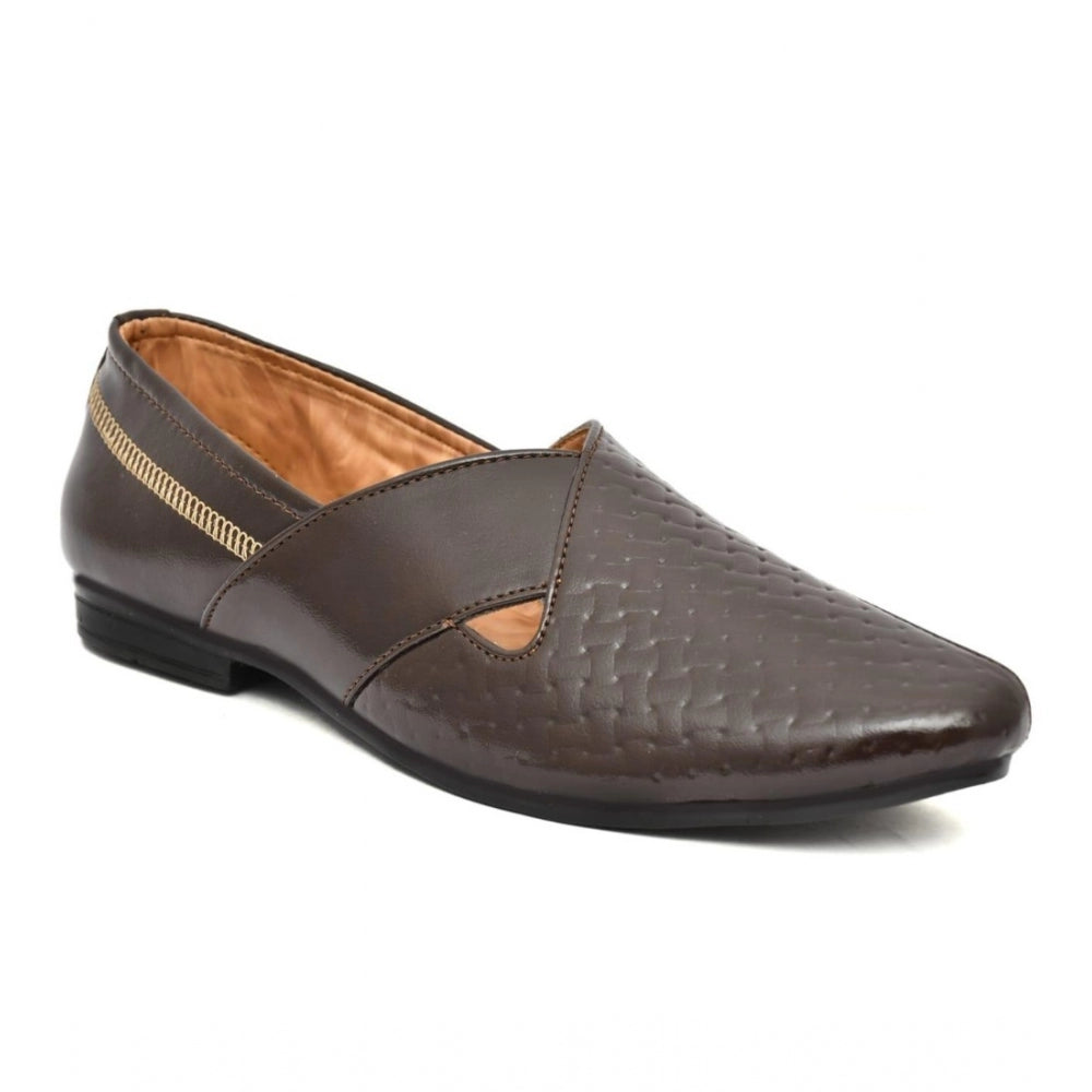 Amfyn Men's Faux Leather Formal Shoes (Brown)