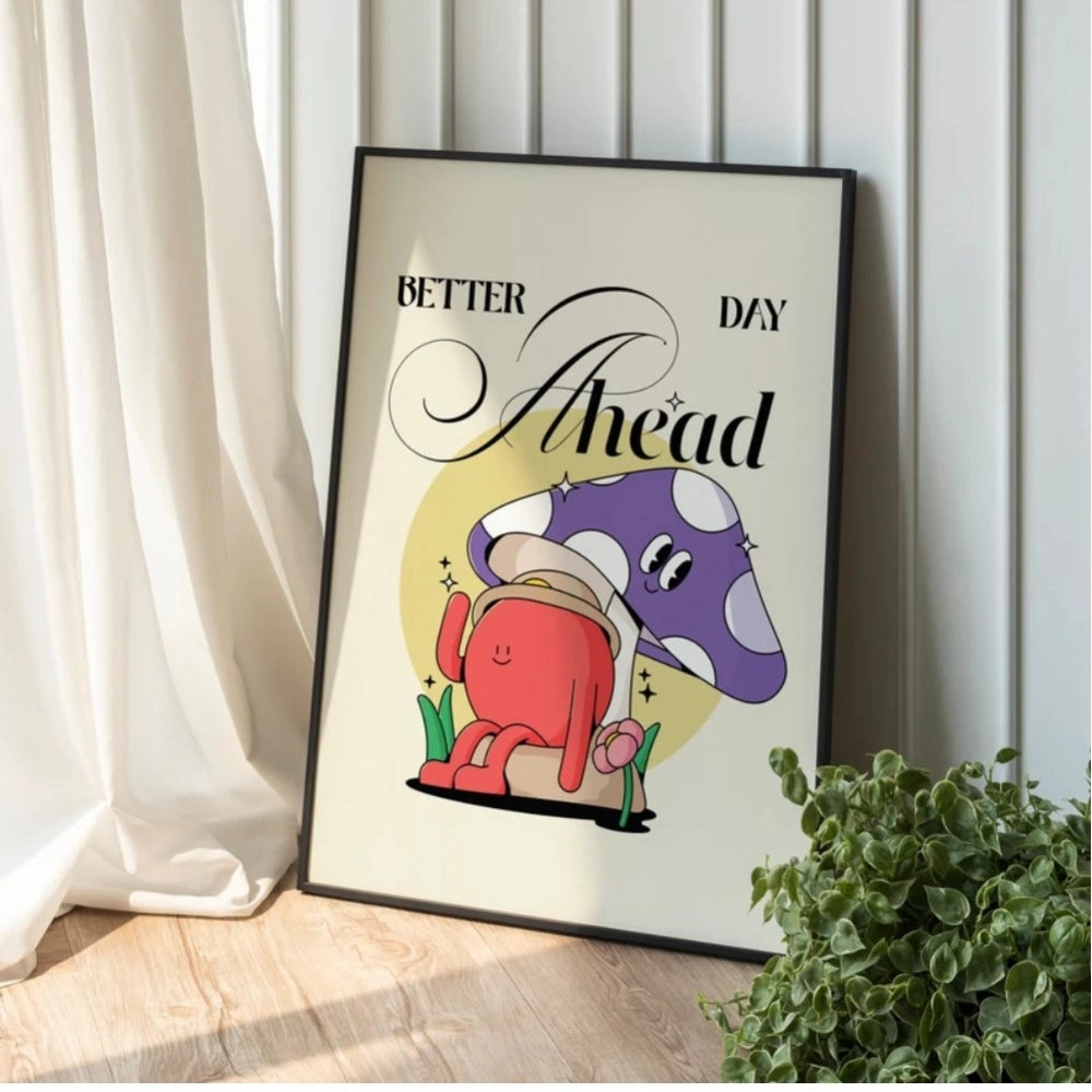 Amfyn Better Day Ahead Wall Frame (Black-Brown )