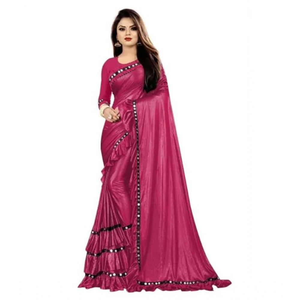 Amfyn Women's Malai Lining Solid Saree With Unstitched Blouse (Maroon, 5.5 Mtr)