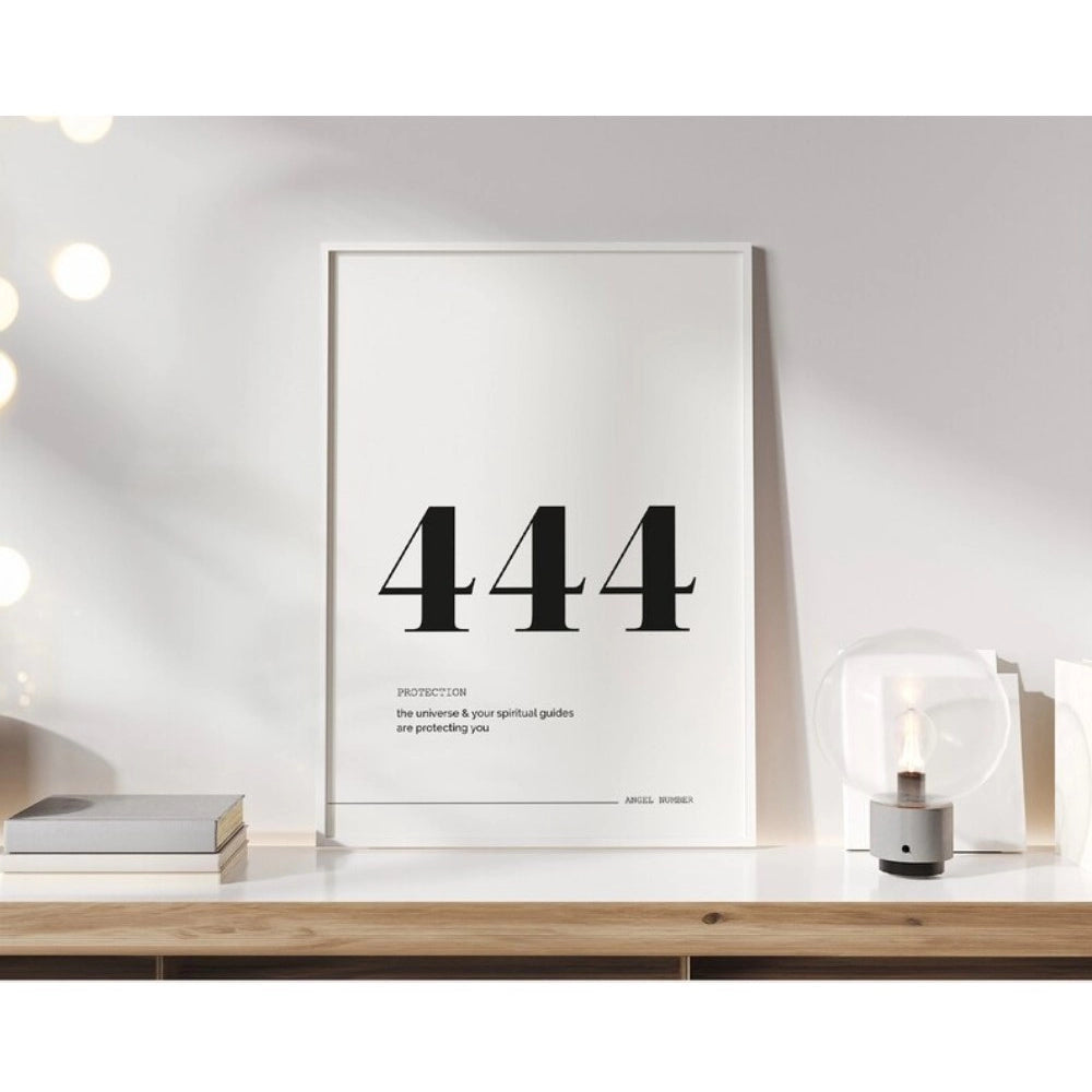 Amfyn 444 Angel Number Minimalist Wall Frame (White )