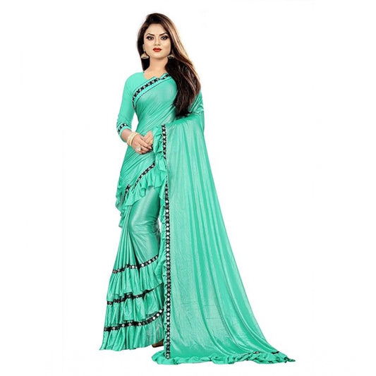 Amfyn Women's Malai Lining Solid Saree With Unstitched Blouse (Rama, 5.5 Mtr)