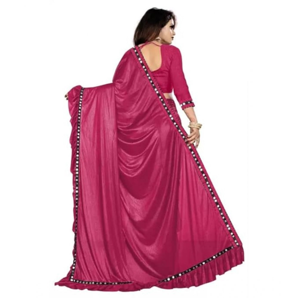 Amfyn Women's Malai Lining Solid Saree With Unstitched Blouse (Maroon, 5.5 Mtr)