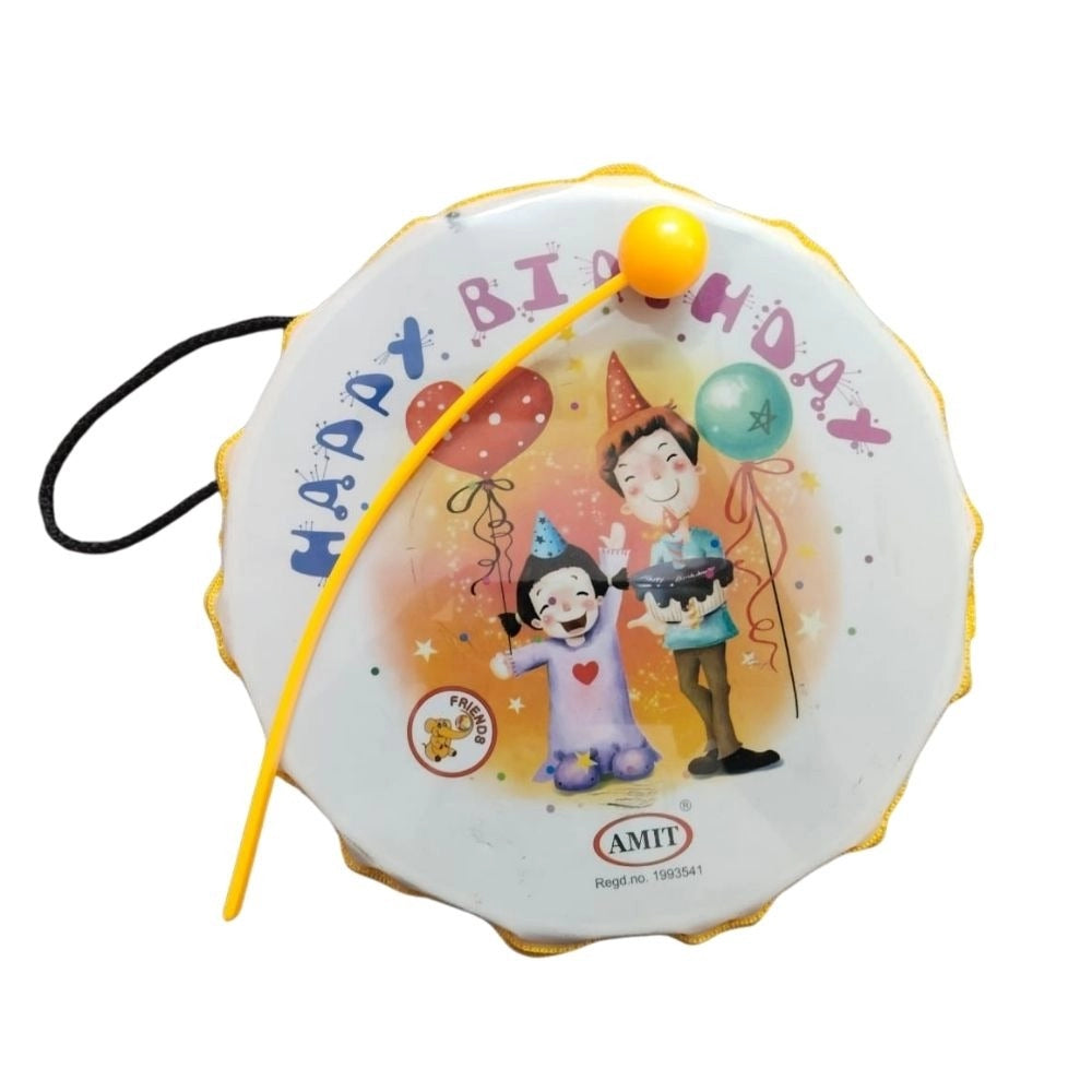 Happy BirthDay Theme Printed Musical Dhol | Plastic Toys| 6+ Months