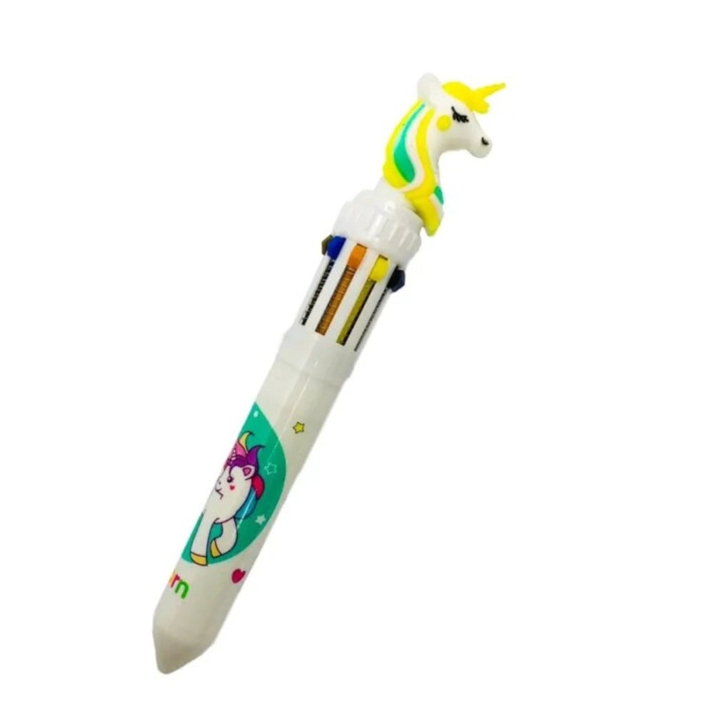 Pack Of_3 Unicorn  Cartoon character 10 in 1 Multicolour Ink Ballpoint Pen | Plastic | Stationery | 3+ Years