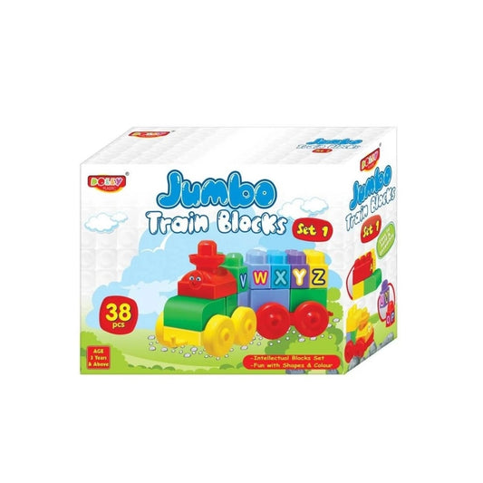 38_Pcs Set Jumbo Train Blocks | Plastic | Educational Toys | 3+ Years