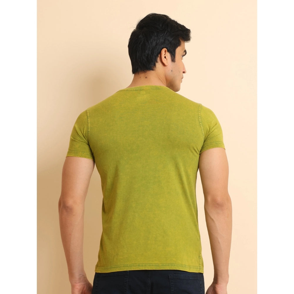 Amfyn Men's Casual Cotton Printed Round Neck Half Sleeve T-Shirt (Green)