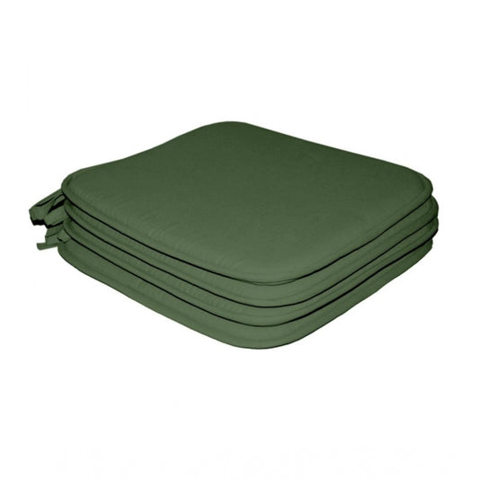 Amfyn Pack Of_4 Cotton Blended Solid Chairpads (Green, Size: 15x15 In)