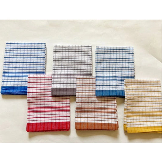 Amfyn Pack Of_6 Cotton Checkered Kitchen Towel Sets (Multicolor, Size: 18x28 In)