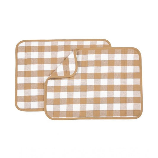 Amfyn Pack Of_6 Cotton Checkered Kitchen Towel Sets (Beige)