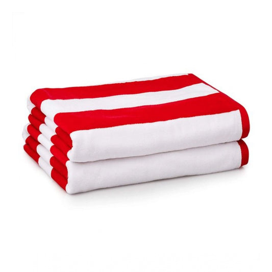 Amfyn Cotton Striped Bath Towels (Red &amp; White, Size: 36x71 In)