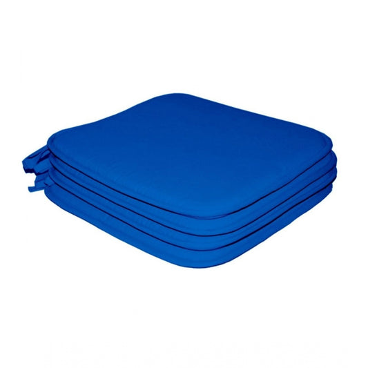 Amfyn Pack Of_4 Cotton Blended Solid Chairpads (Blue, Size: 15x15 In)