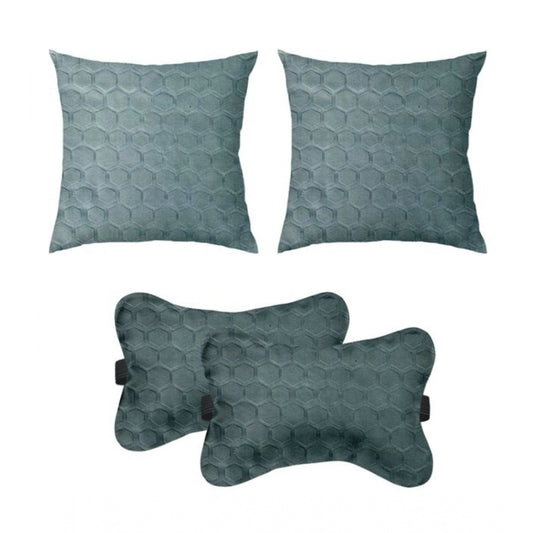 Amfyn Pack Of_4 Polyester Printed Car Pillow Sets (Grey, Size: 12x12 In)