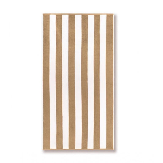 Amfyn Cotton Striped Bath Towels (Beige &amp; White, Size: 36x71 In)