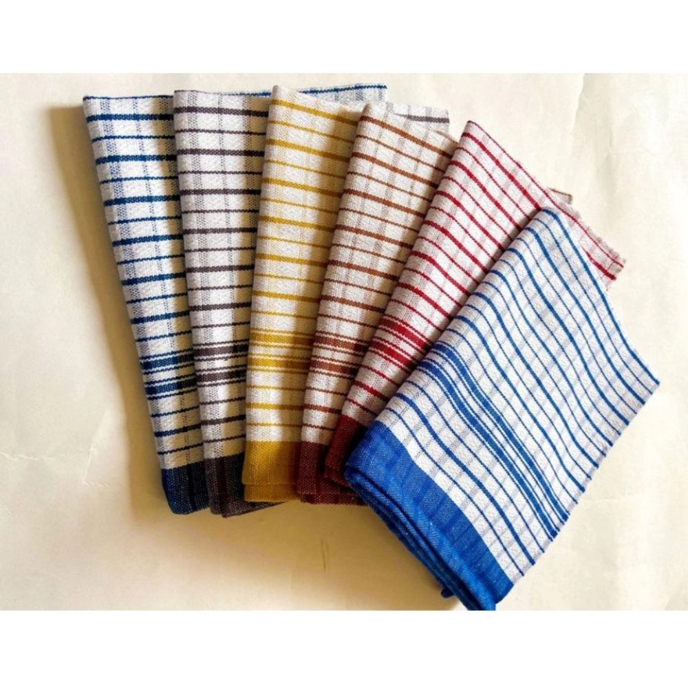 Amfyn Pack Of_6 Cotton Checkered Kitchen Towel Sets (Multicolor, Size: 18x28 In)