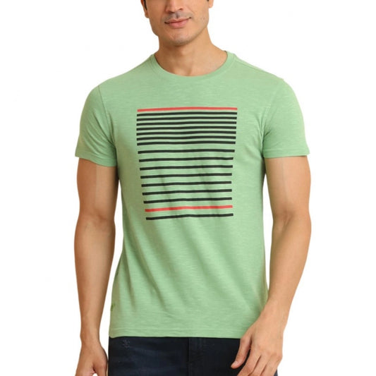 Amfyn Men's Casual Cotton Printed Round Neck Half Sleeve T-Shirt (Green)