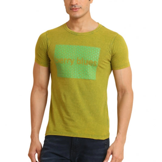 Amfyn Men's Casual Cotton Printed Round Neck Half Sleeve T-Shirt (Green)