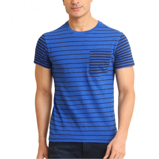 Amfyn Men's Casual Cotton Printed Round Neck Half Sleeve T-Shirt  (Blue)