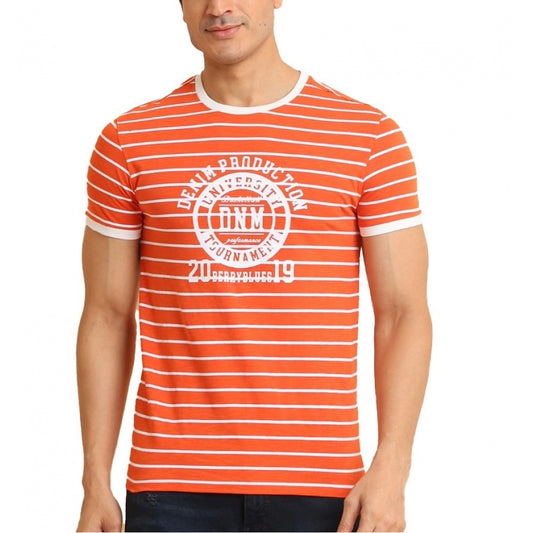 Amfyn Men's Casual Cotton Printed Round Neck Half Sleeve T-Shirt (Rust)