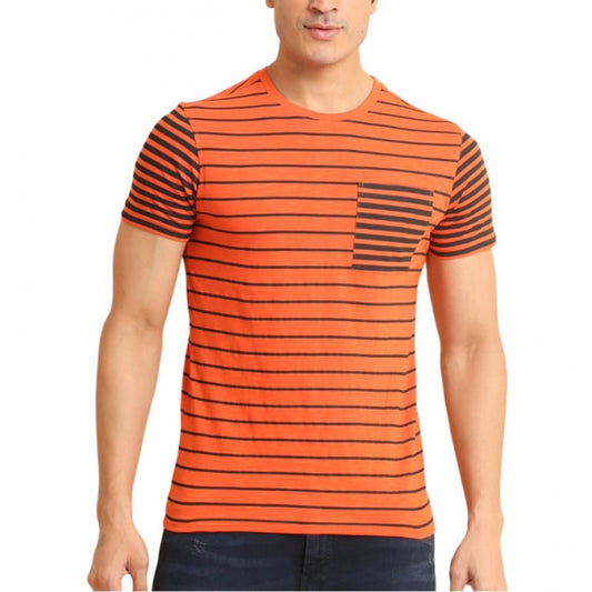 Amfyn Men's Casual Cotton Printed Round Neck Half Sleeve T-Shirt (Rust)