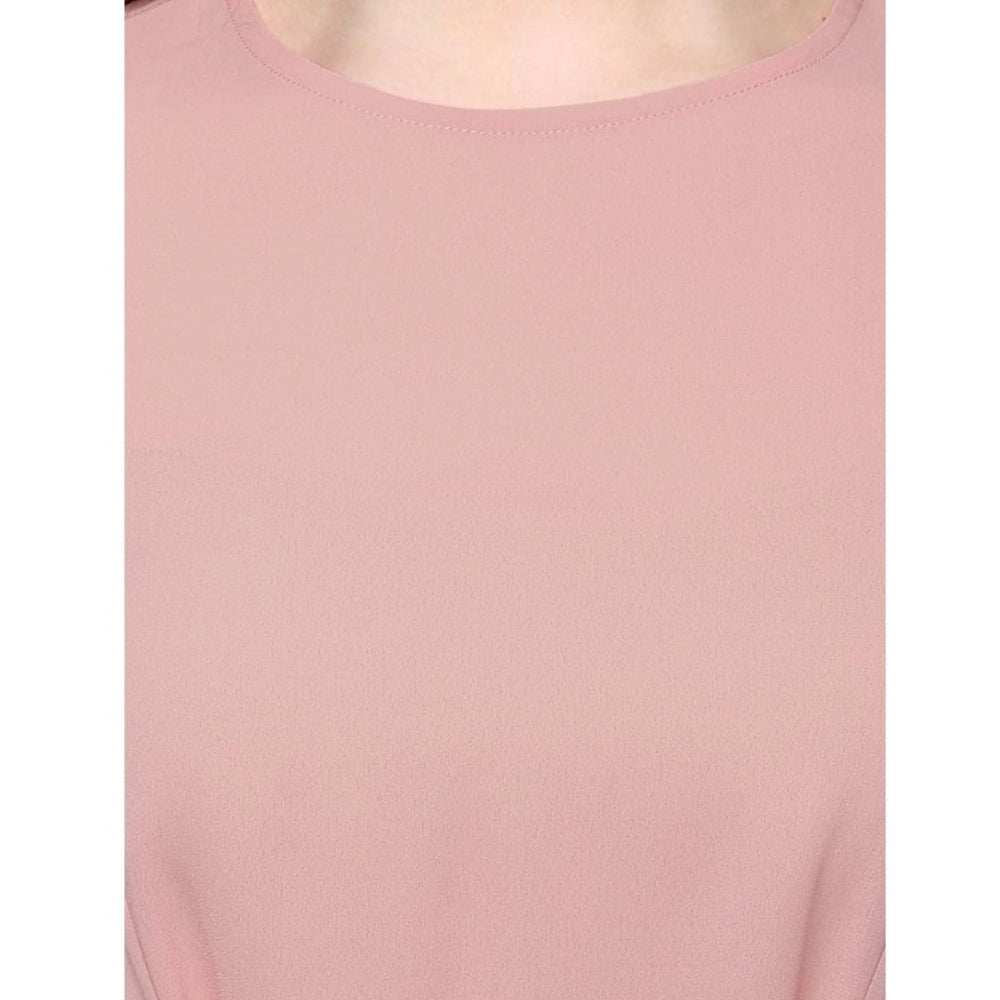 Amfyn Women's Polyester Solid Long Sleeves Regular Top (Pink)