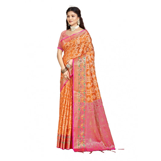 Amfyn Women's Silk Woven Design Saree With Unstitched Blouse 5.5Mtr (Multicolor)