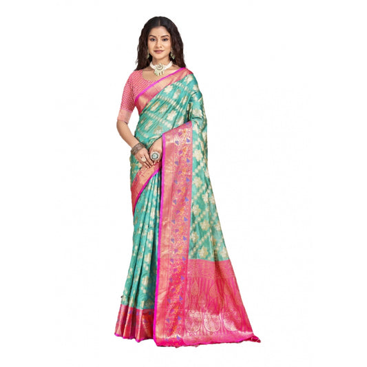 Amfyn Women's Silk Woven Design Saree With Unstitched Blouse 5.5Mtr (Green)