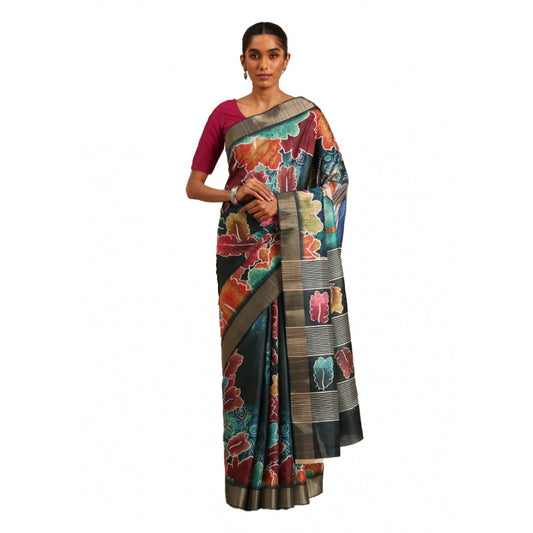 Amfyn Women's Cotton Printed Saree With Unstitched Blouse 5.5Mtr (Multicolor)