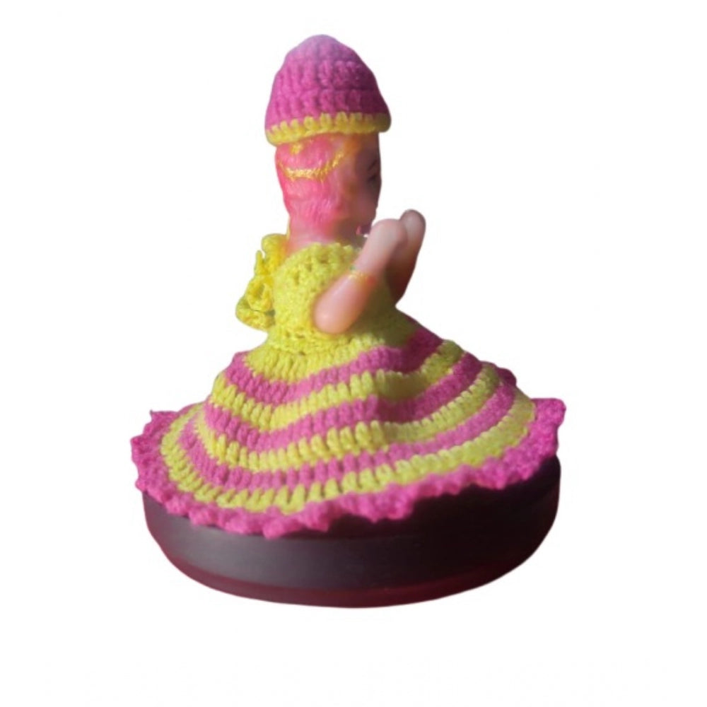 Amfyn Laddu Gopal Tharad Dress Size: 0 To 6 (Pink-Yellow)