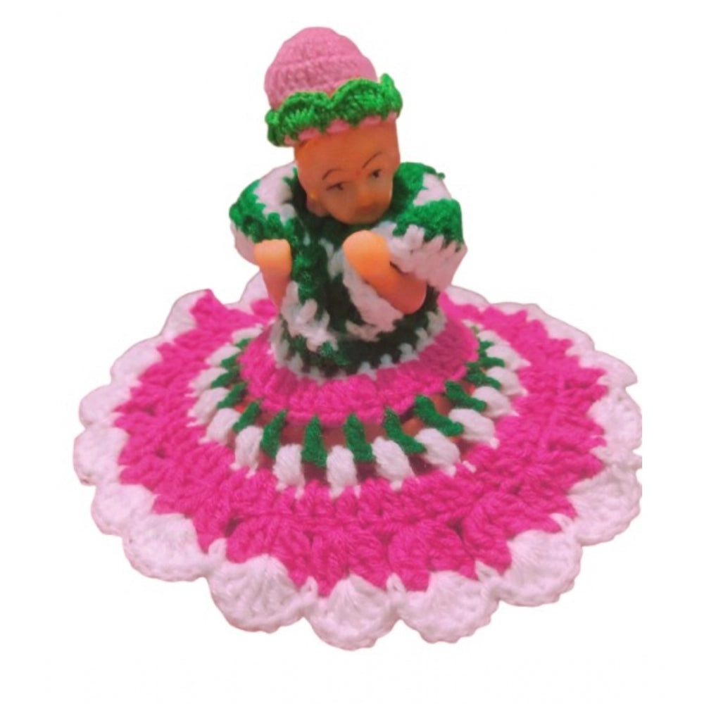 Amfyn Laddu Gopal Tharad Dress Size: 0 To 6 (Pink-Green)