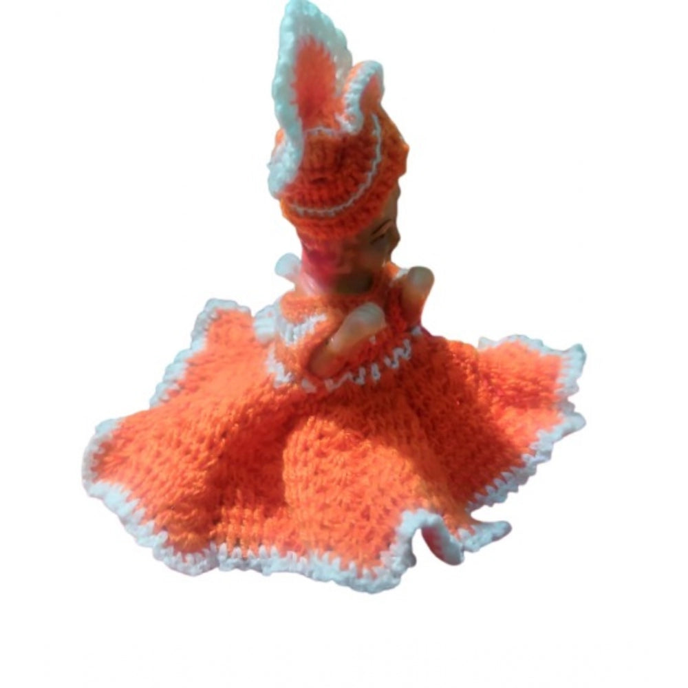 Amfyn Laddu Gopal Tharad Dress Size: 0 To 6 (Orange-White)