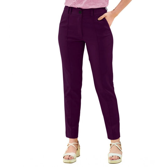 Amfyn Women's Polyester Solid With Pocket Pant (Wine)