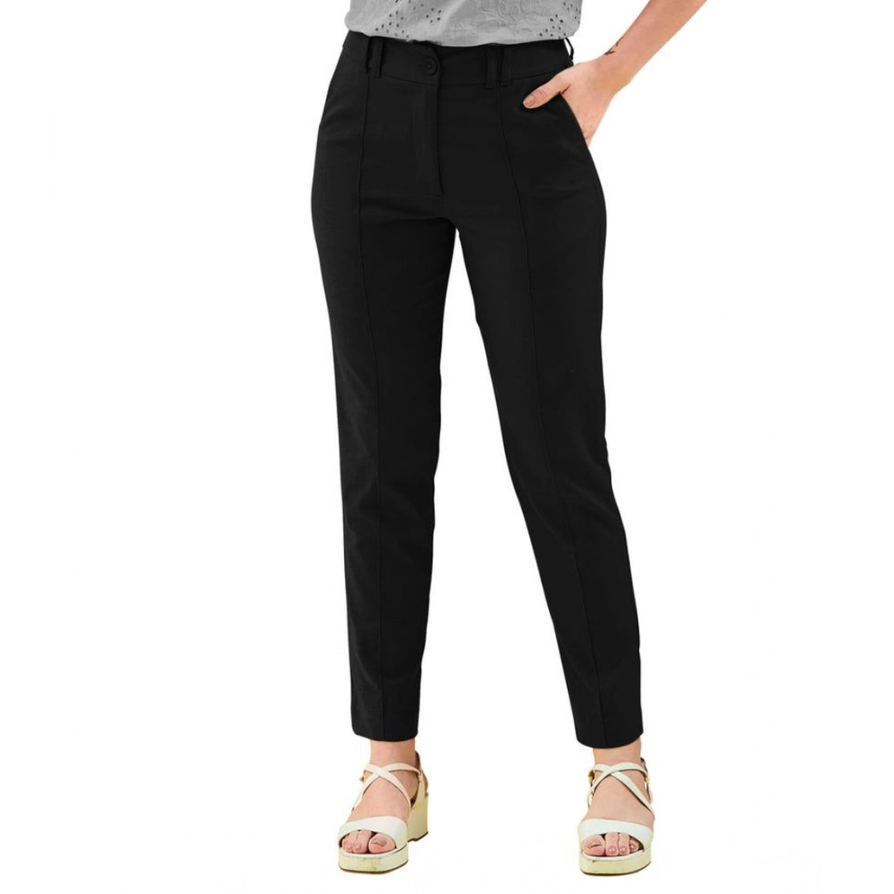 Amfyn Women's Polyester Solid With Pocket Pant (Black)