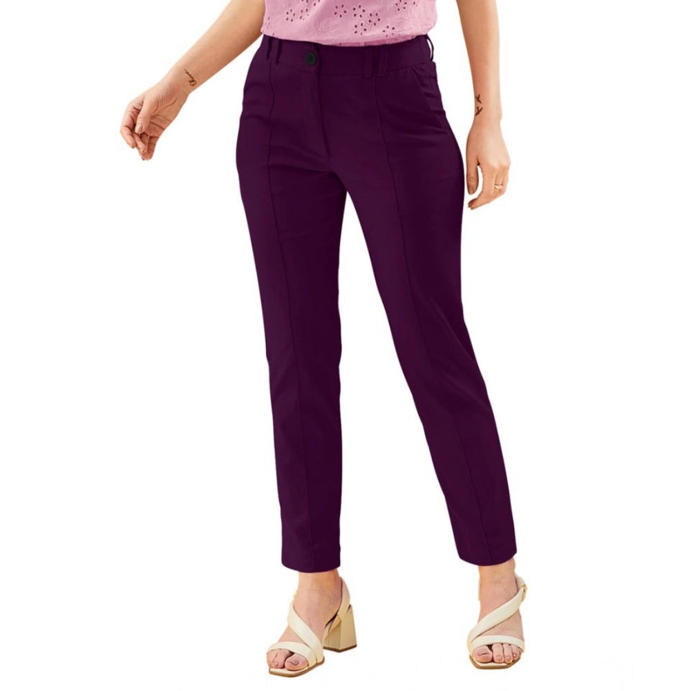 Amfyn Women's Polyester Solid With Pocket Pant (Wine)