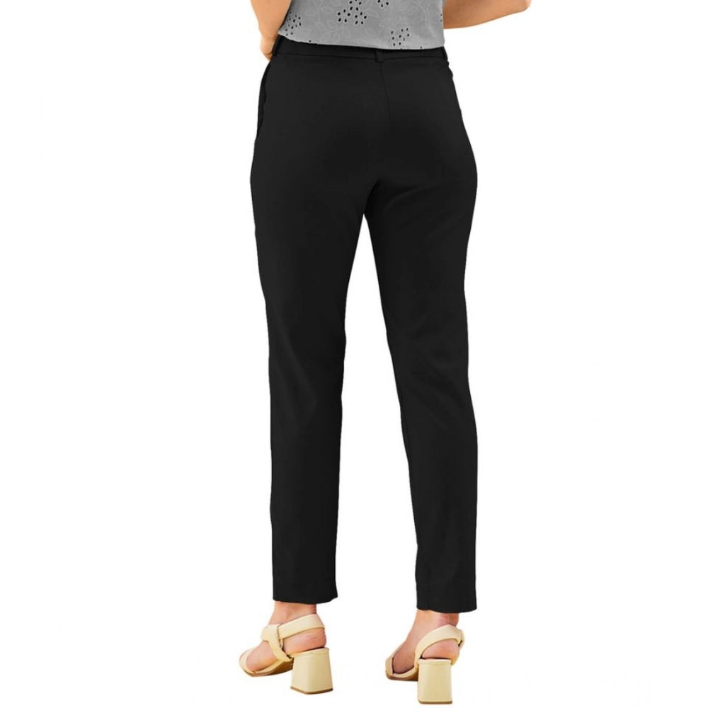 Amfyn Women's Polyester Solid With Pocket Pant (Black)