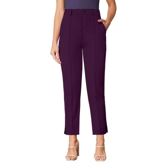 Amfyn Women's Polyester Solid With Pocket Pant (Wine)