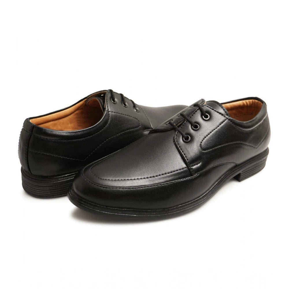 Amfyn Men's Casual Faux Leather Solid Lace-Up Formal Shoes (Black)