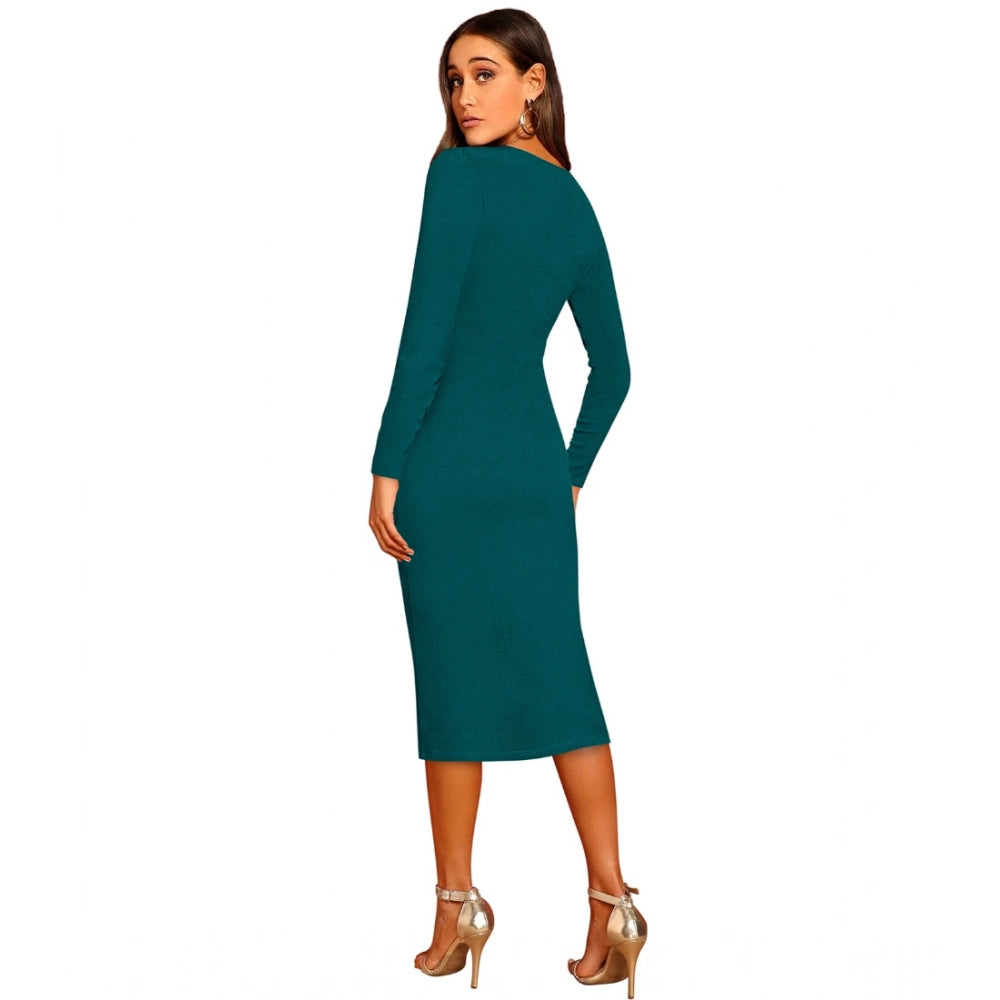 Amfyn Women's Knitting strachable Round Neck Full Sleeve Dresses (Morpich )